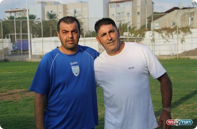 מנהל הקבוצה אבי כץ (מימין) יחד עם המאמן אמיתי ברק (מיכה פישנזון)